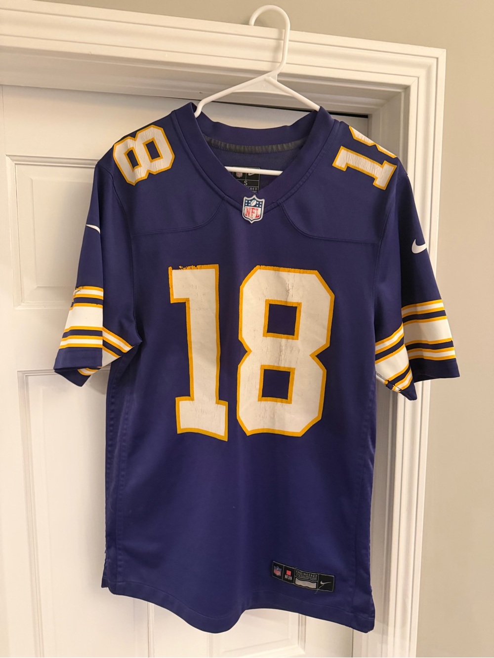 Nike Purple Men’s Justin Jefferson Jersey #18 with Gold & White Accents